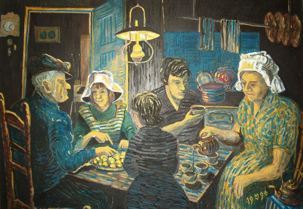 Oodi Lopen perunalle Vincent van Goghin mukaan, 81x100 cm, öljyväri. Yksityisomistuksessa