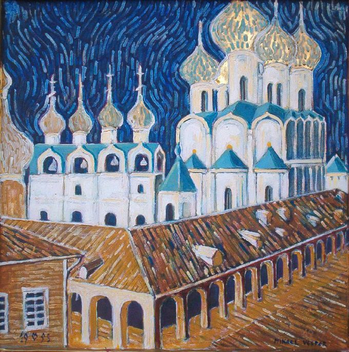 Suuren Rostovin Luostari, Rostov Velikij, Keski-Venäjä, 80x80 cm, sekatekniikka